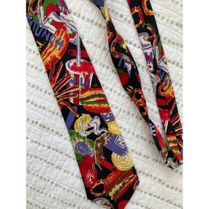 Next Exit Fast food Snack Print Neck Tie